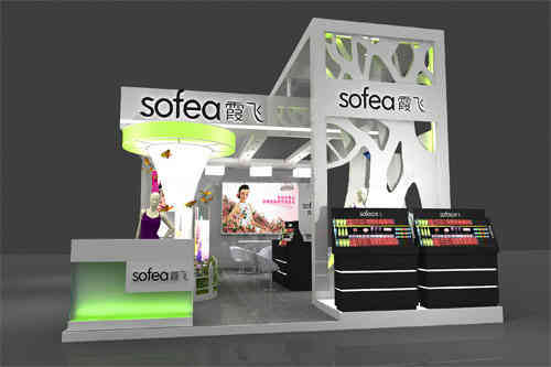 霞飛化妝品特裝展臺美博會廣州廣交會展臺搭建設(shè)計(jì)商